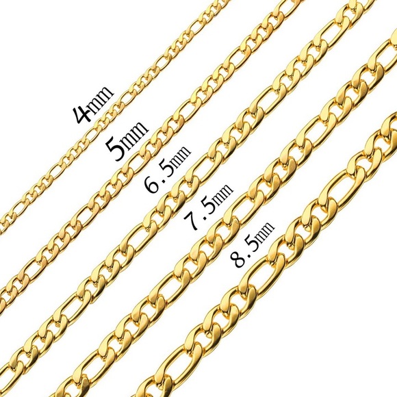 18k Gold Figaro Chain Necklace 22in Men’s Women's - Picture 3 of 10